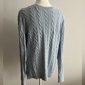Brooks Brothers Sky Blue Cable Knit Crewneck Sweater